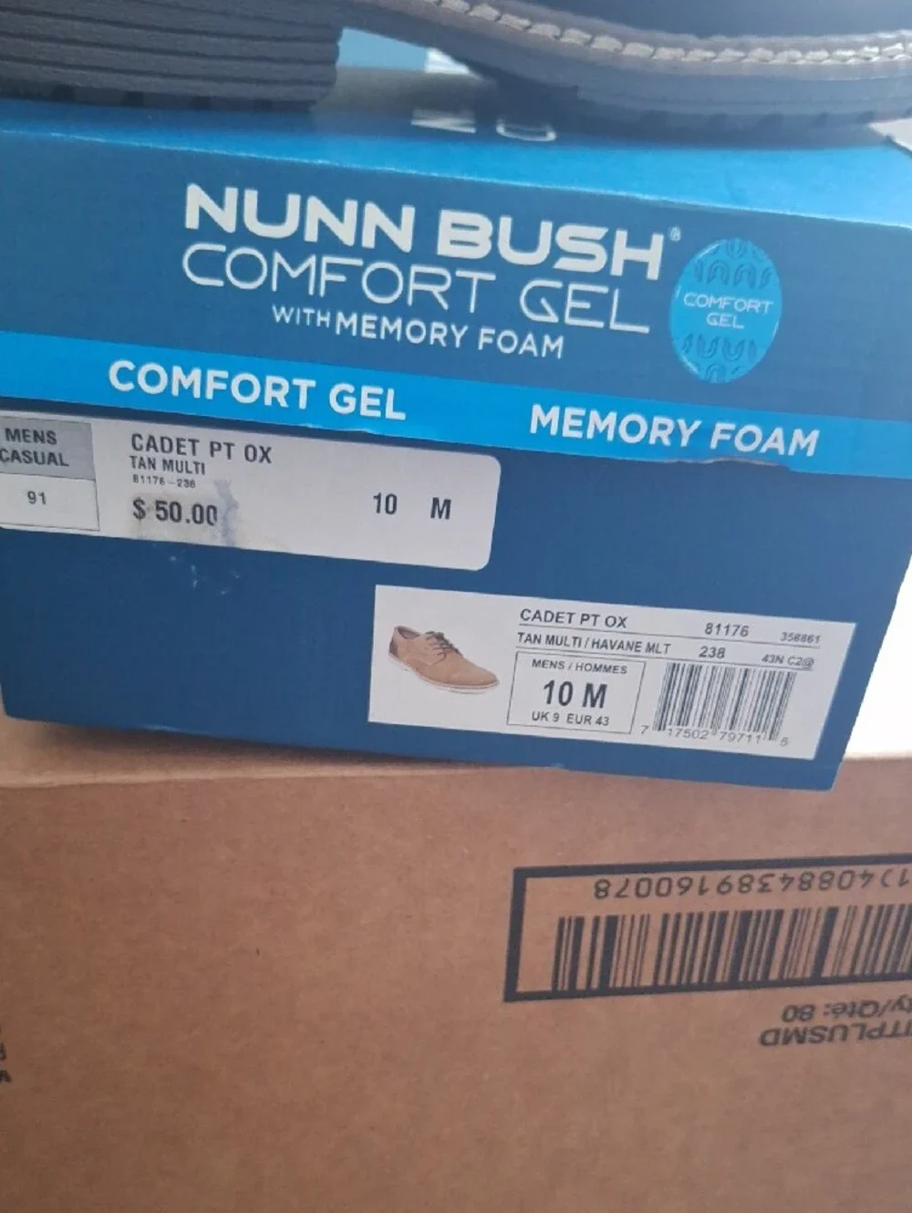 Nunn Bush Brown Leather Derby with Contrast Stitching